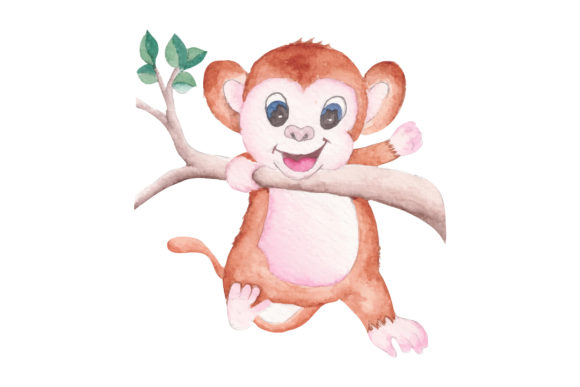A Watercolor Monkey Illustration for Whimsical Graphics