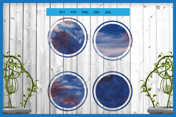 Blue Circle Waterwatercolor Label Graphics for Crafts