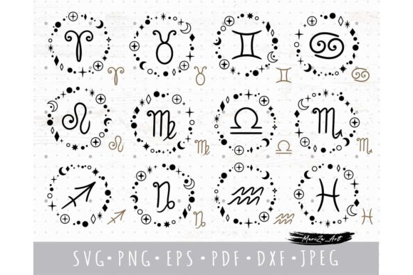 Celestial Zodiac Graphics for Crafting Elegance