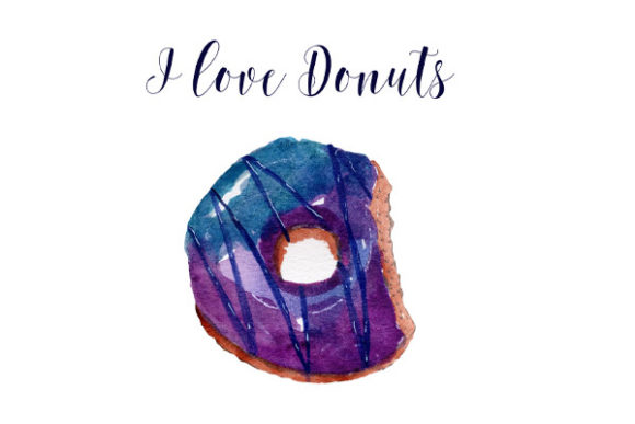 I Love Donuts Watercolor Graphics for Illustrations