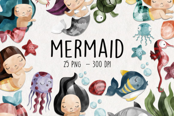 My Review of the 25 Watercolor Mermaid Clipart Graphics Set