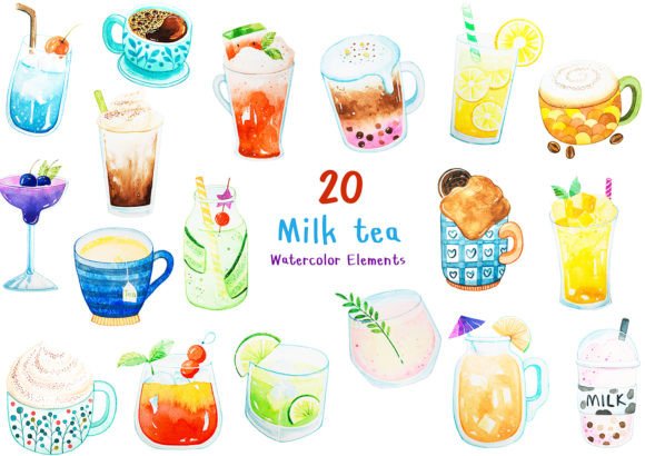Using Milk Tea Watercolor Graphics for Editorial Design