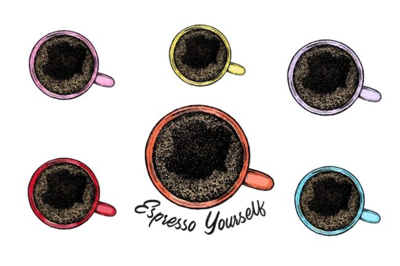 Watercolor Coffee Cups Graphics for Creative Selling