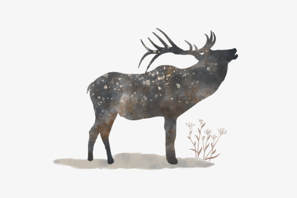 Watercolor Deer Graphics for Editorial Illustrations